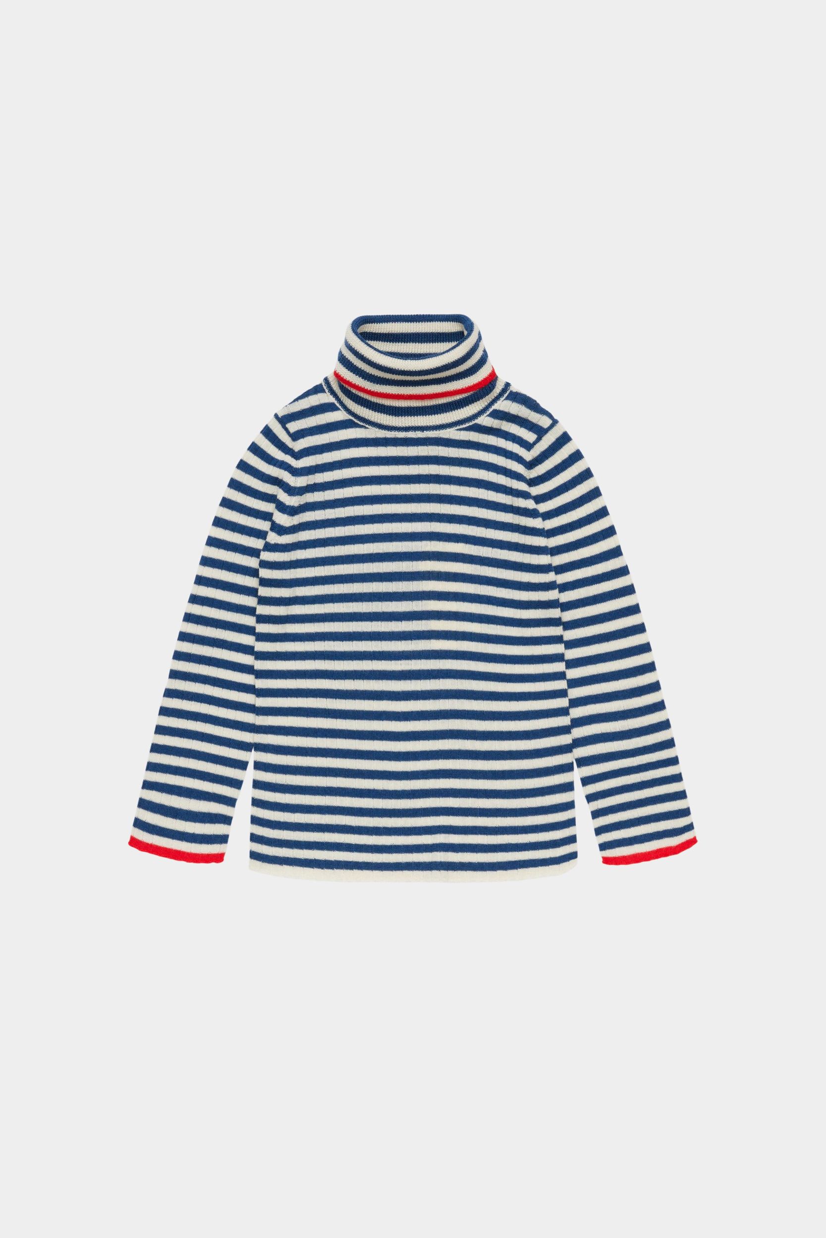 Rollneck Blouse | ecru/deep indigo