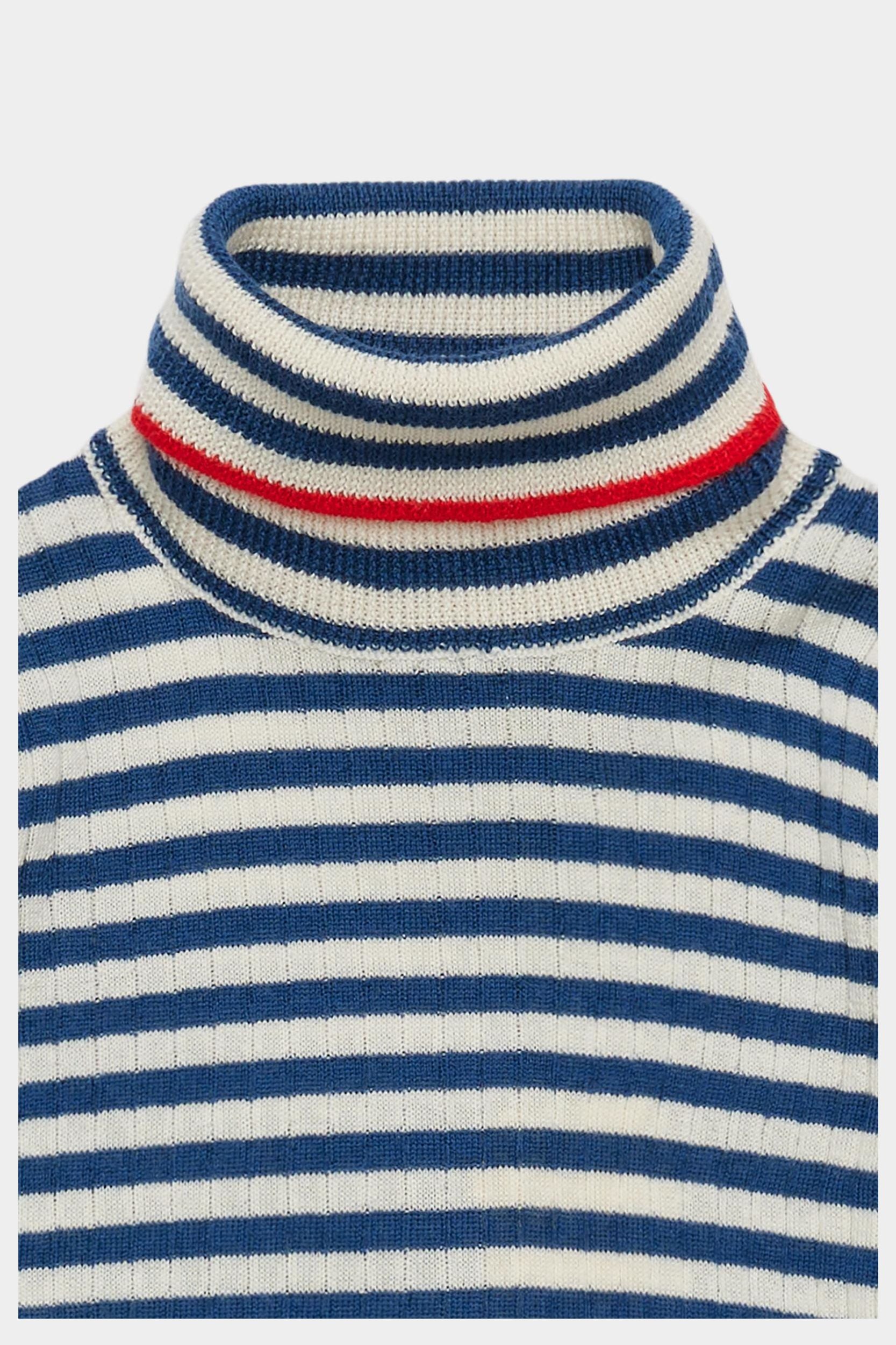 Rollneck Blouse | ecru/deep indigo