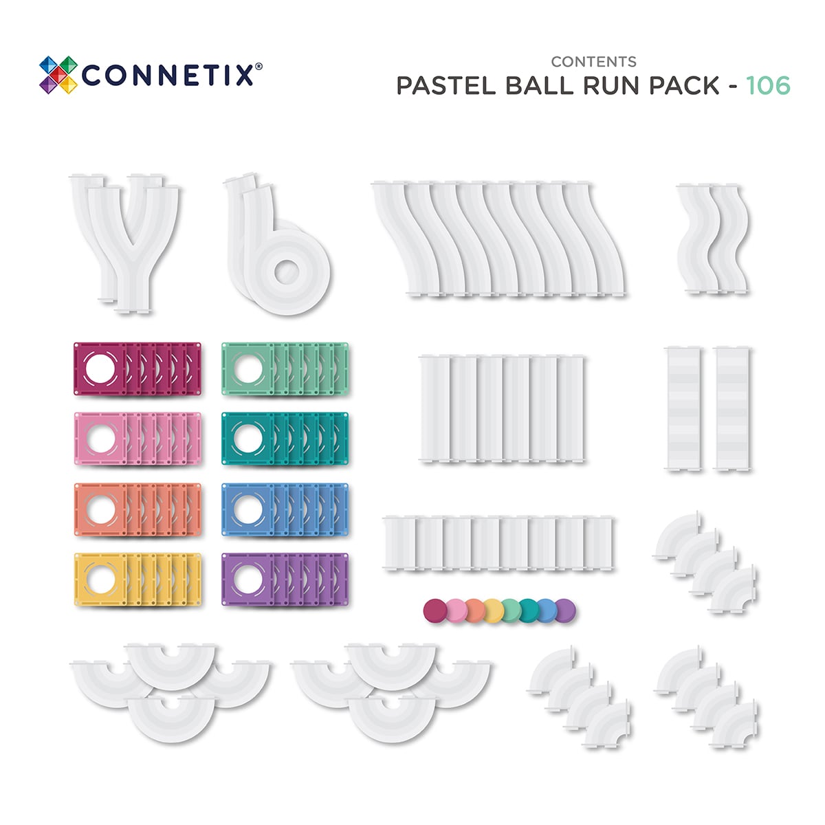 Connetix Pastel Ball Run Pack 106 pc