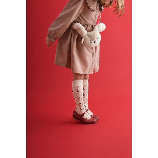 Cerise - Jacquard Cherries and Bows Knee-high Socks - Doux Agneaux