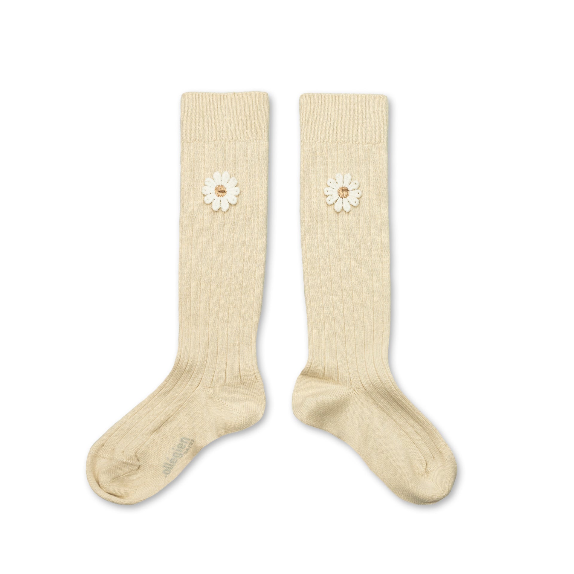 Valentine - Ribbed Knee-high Socks with Daisy - Doux Agneaux