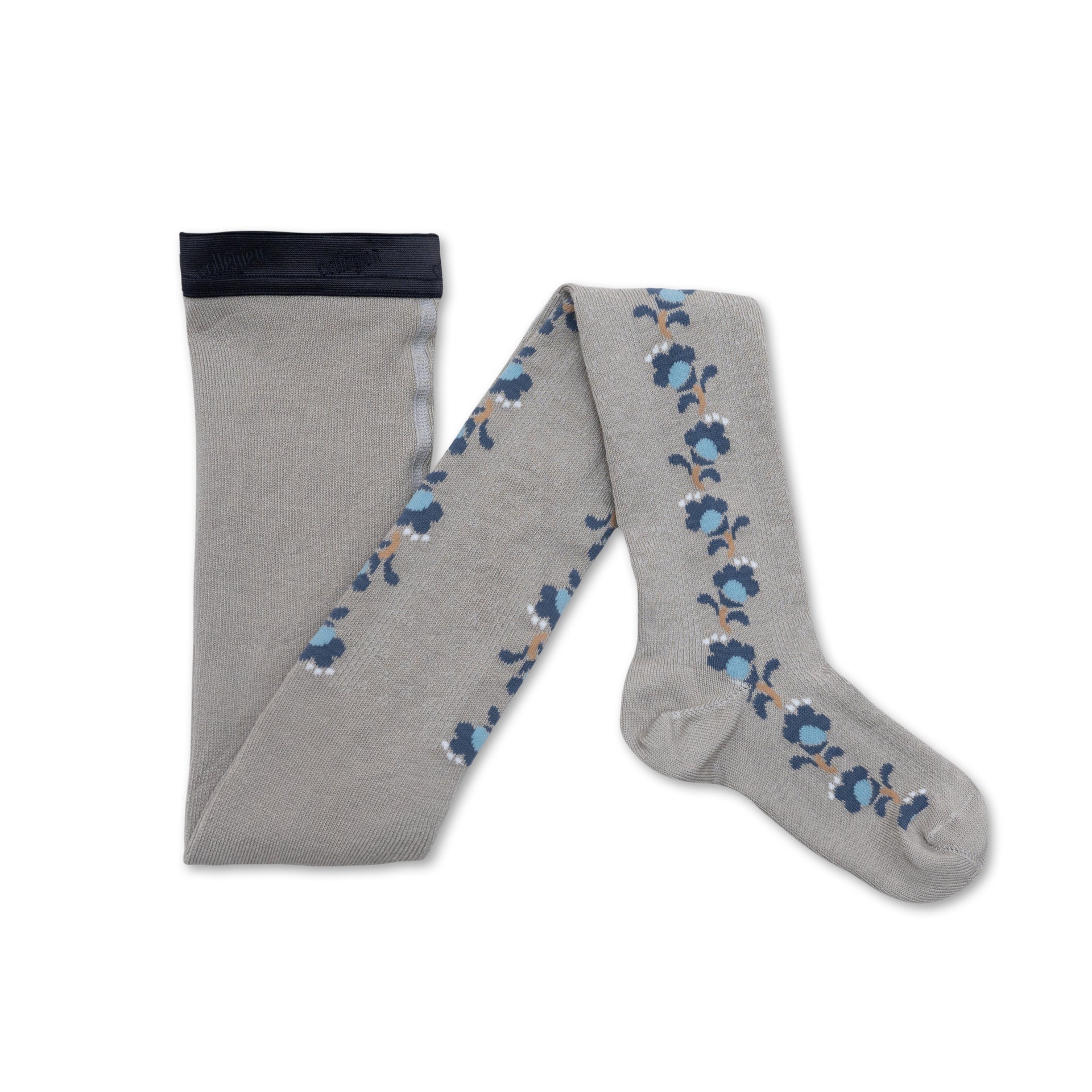 Anthéa - Jacquard Flower Pointelle Tights - Gris Perle