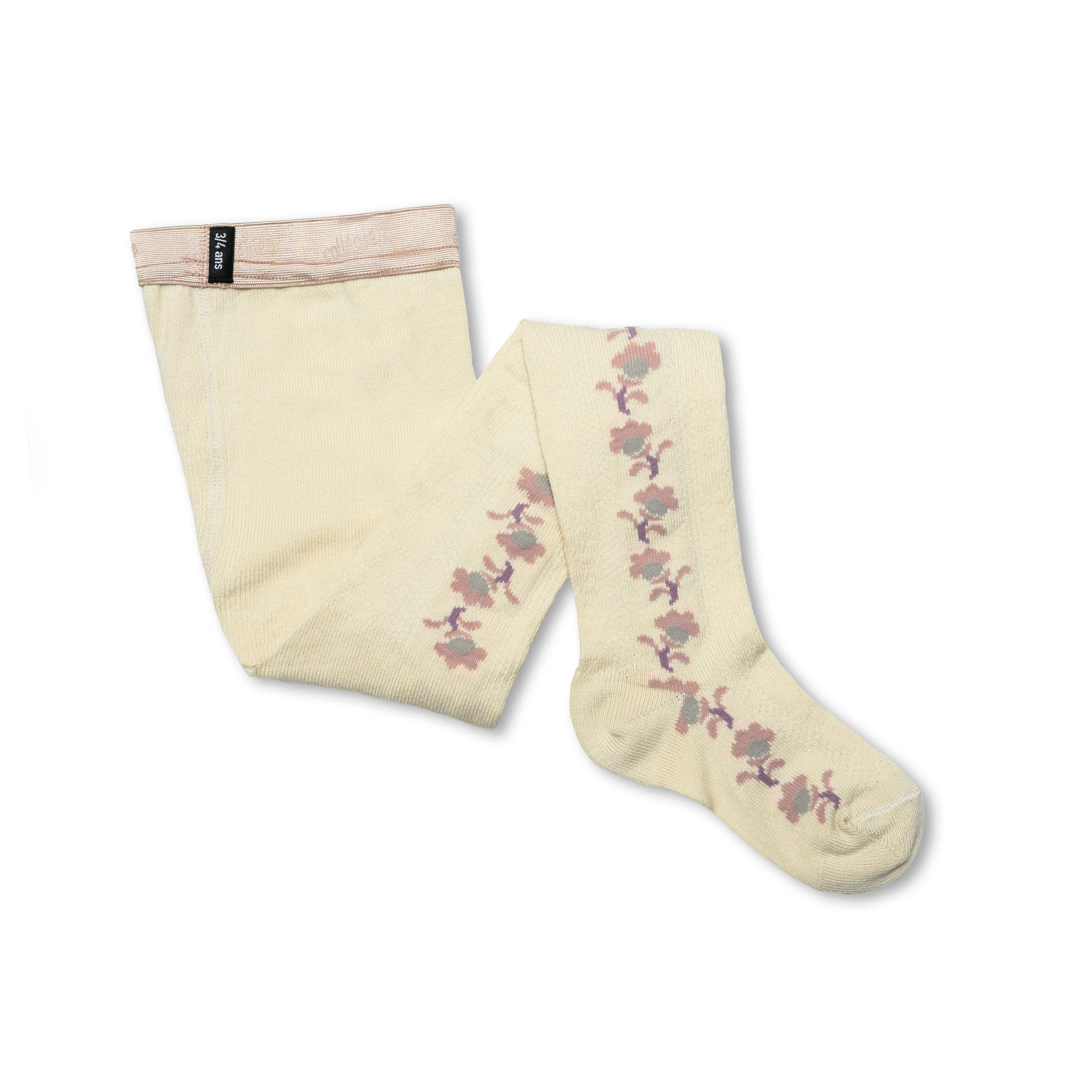 Anthéa - Jacquard Flower Pointelle Tights - Doux Agneaux