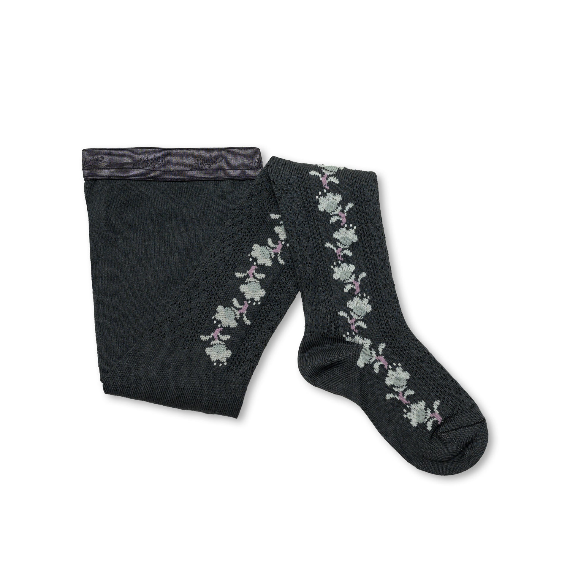 Anthéa - Jacquard Flower Pointelle Tightss - Pierre de Volvic