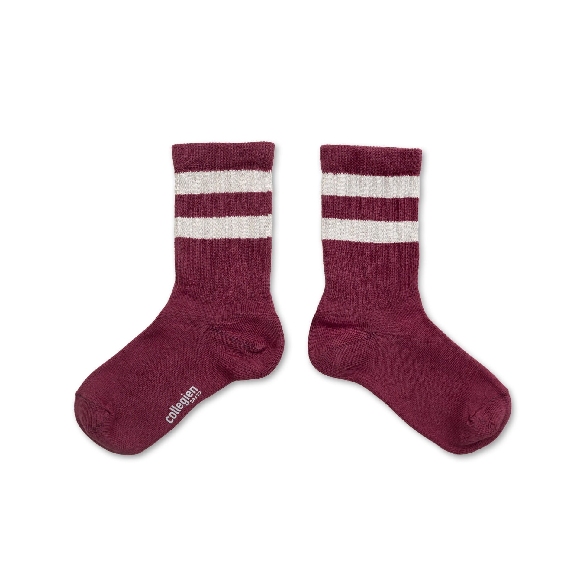 Nico - Ribbed Varsity Crew Socks - Raisin Rose