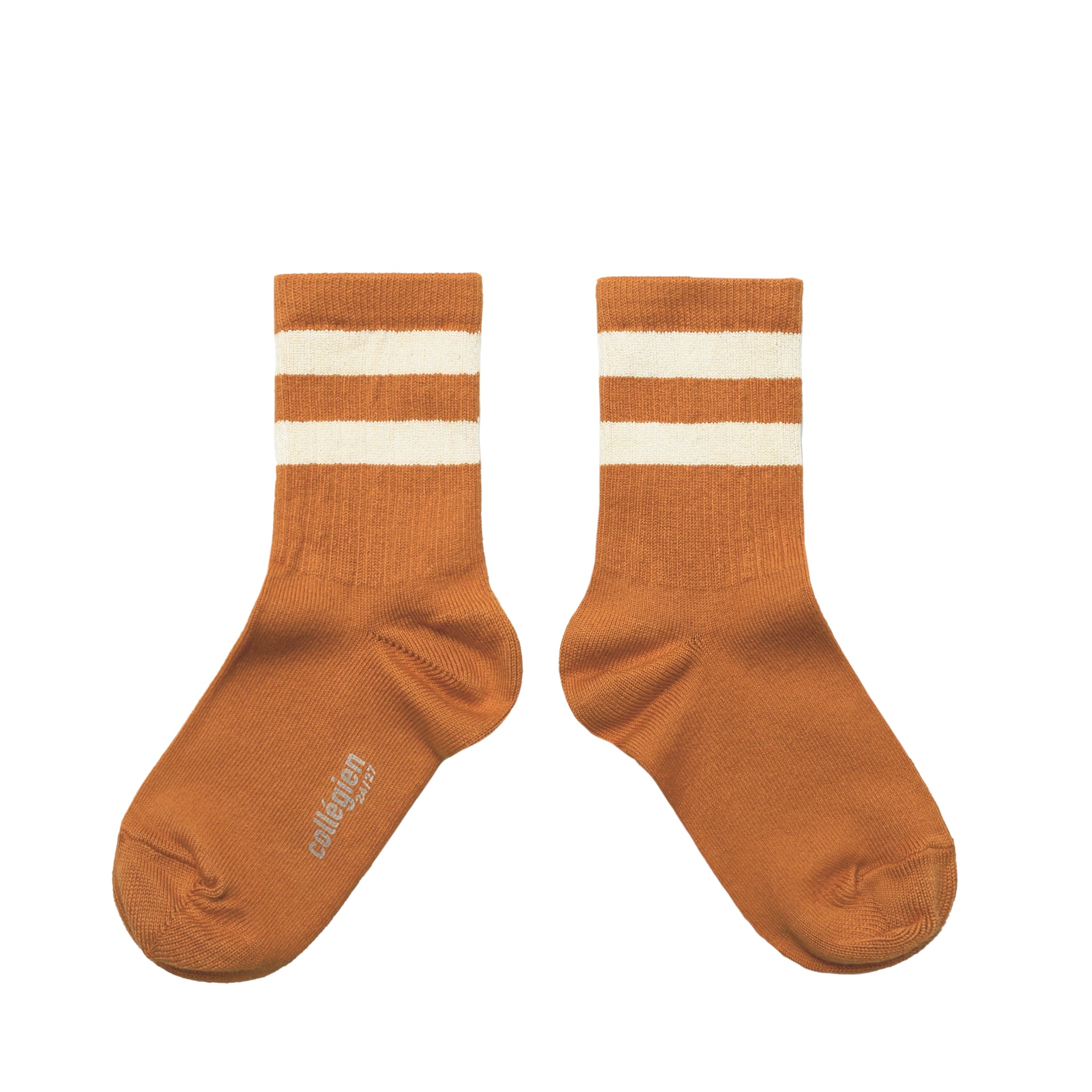 Nico - Ribbed Varsity Crew Socks - Terracotta