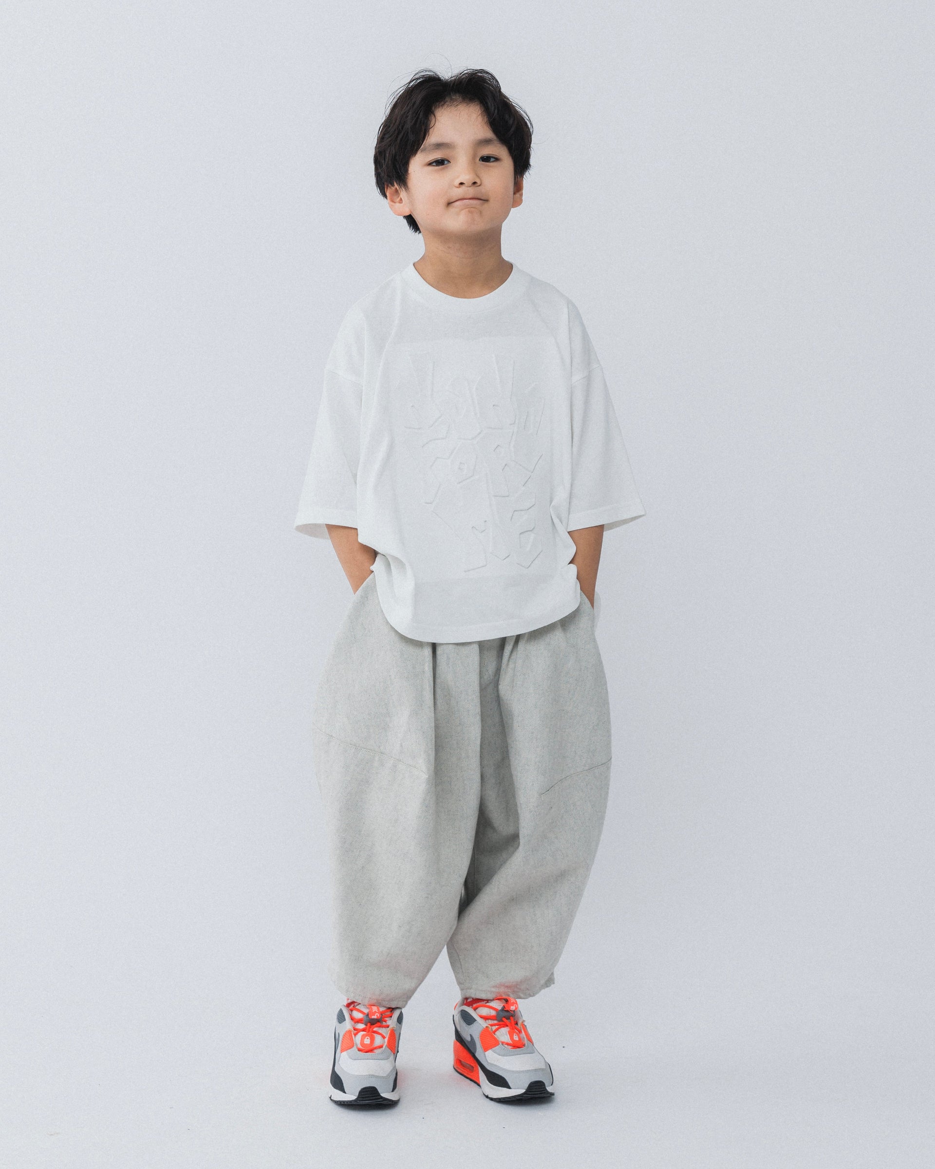 White and Black Denim Balloon Pants
