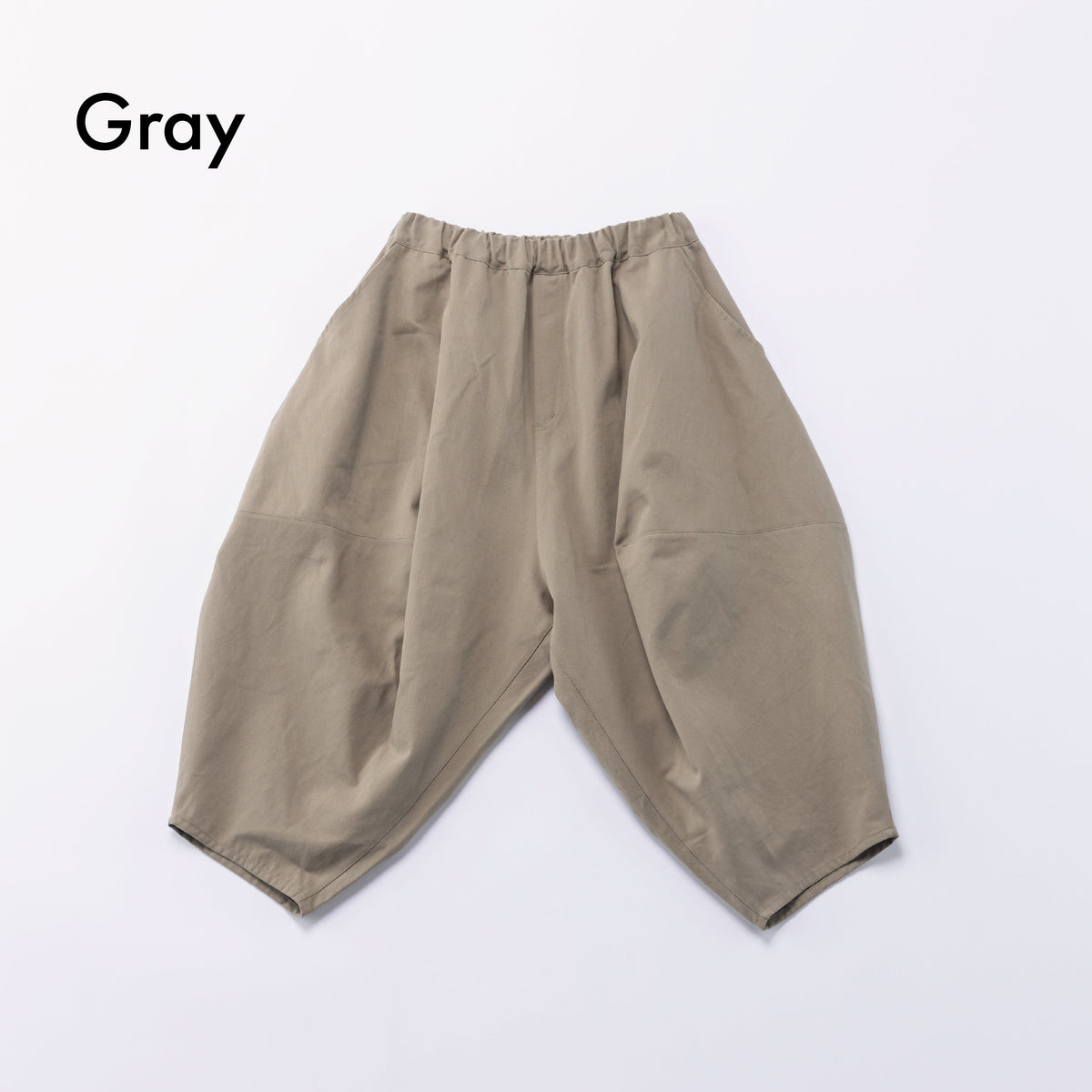 Cropped Cotton Balloon Pants - Grey