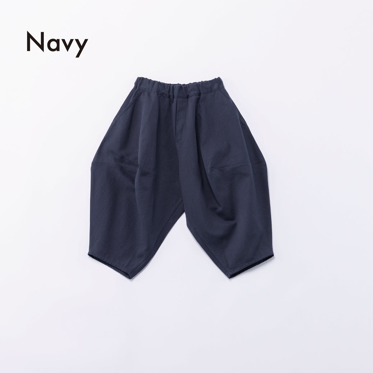 Cropped Cotton Balloon Pants - Navy