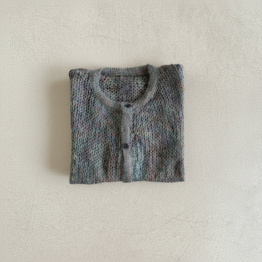Mohair mesh knit cardigan - Gray