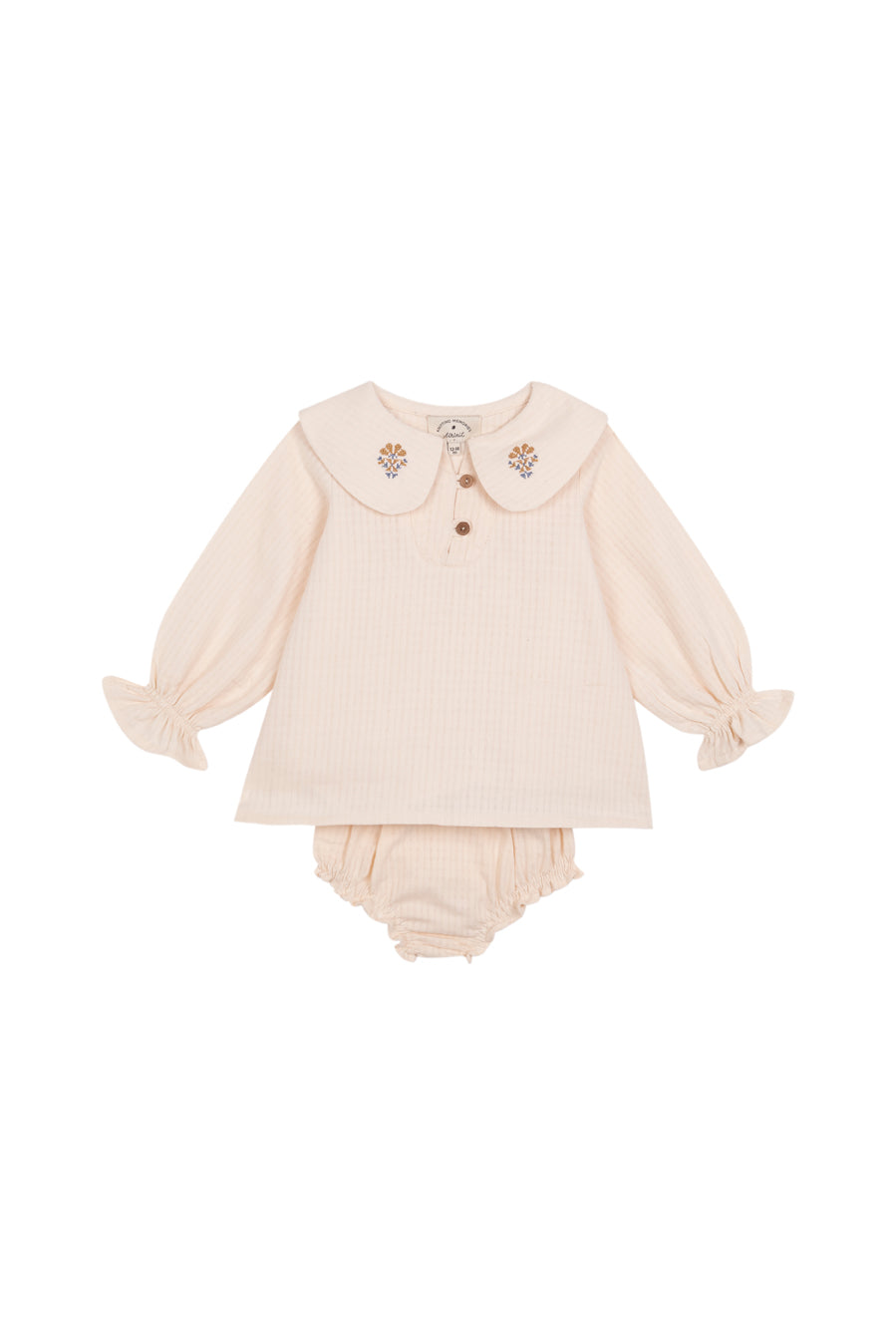 Ivory embroidered blouse and bloomer set baby