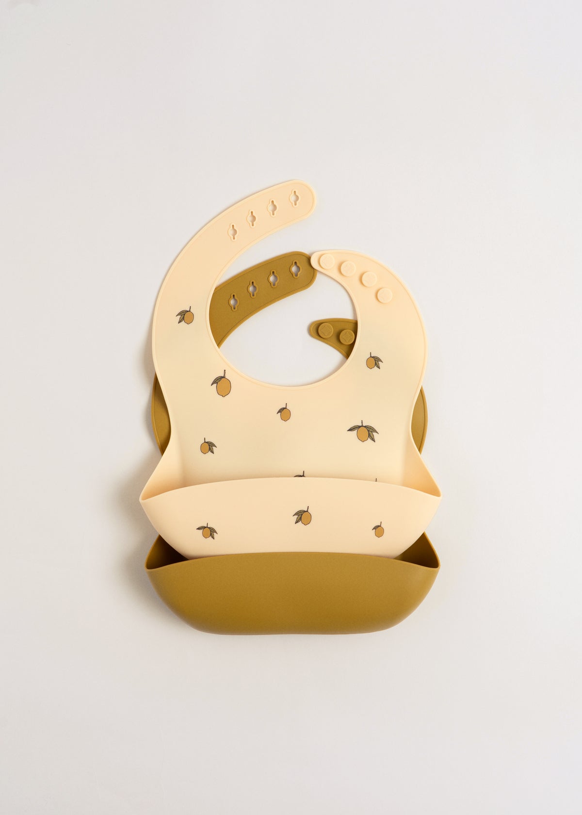 2 Pack Silicone Bib - Lemon/Almond