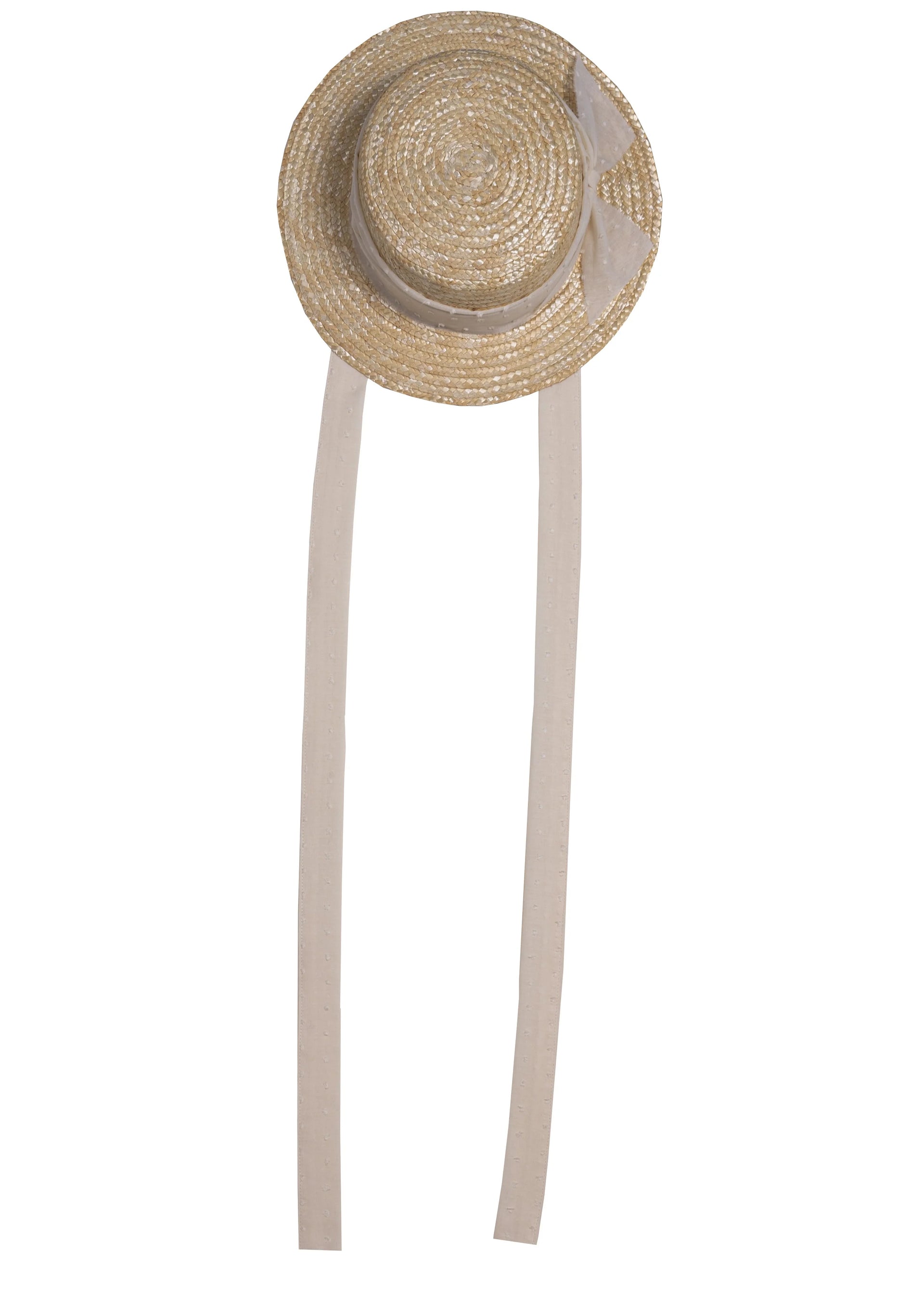 The Classic Canotier Straw Hat - Dotted Off White